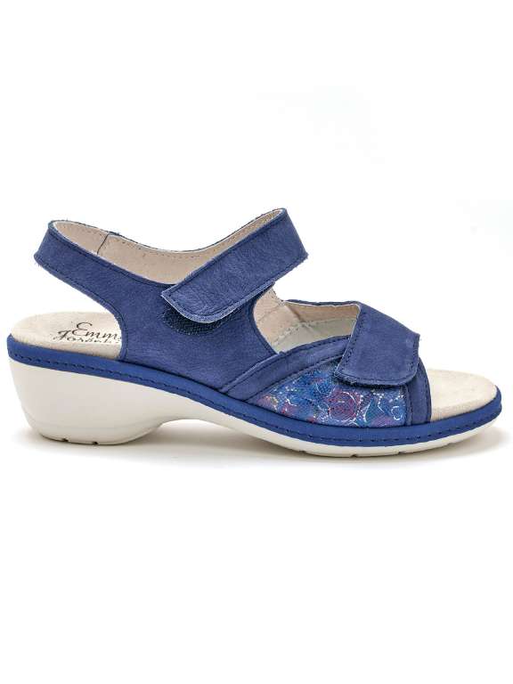 Sandale semelle amovible bleue vue côté droit - Emma & Joséphine