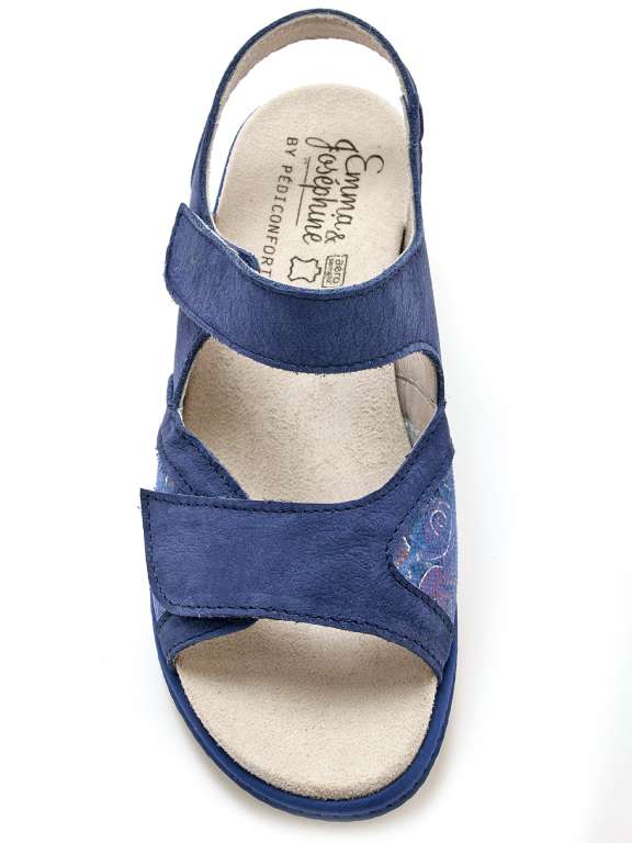 Sandale semelle amovible bleue vue de haut - Emma & Joséphine