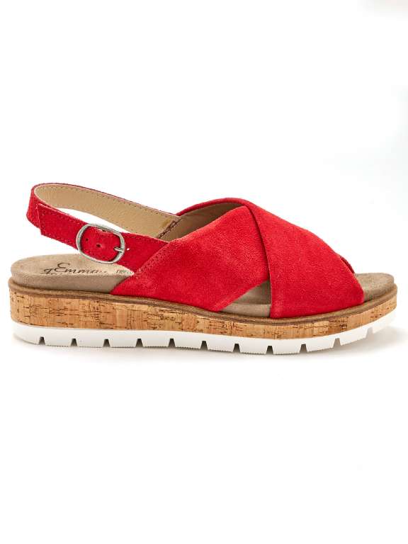Sandale semelle amovible rouge vue côté droit - Emma & Joséphine